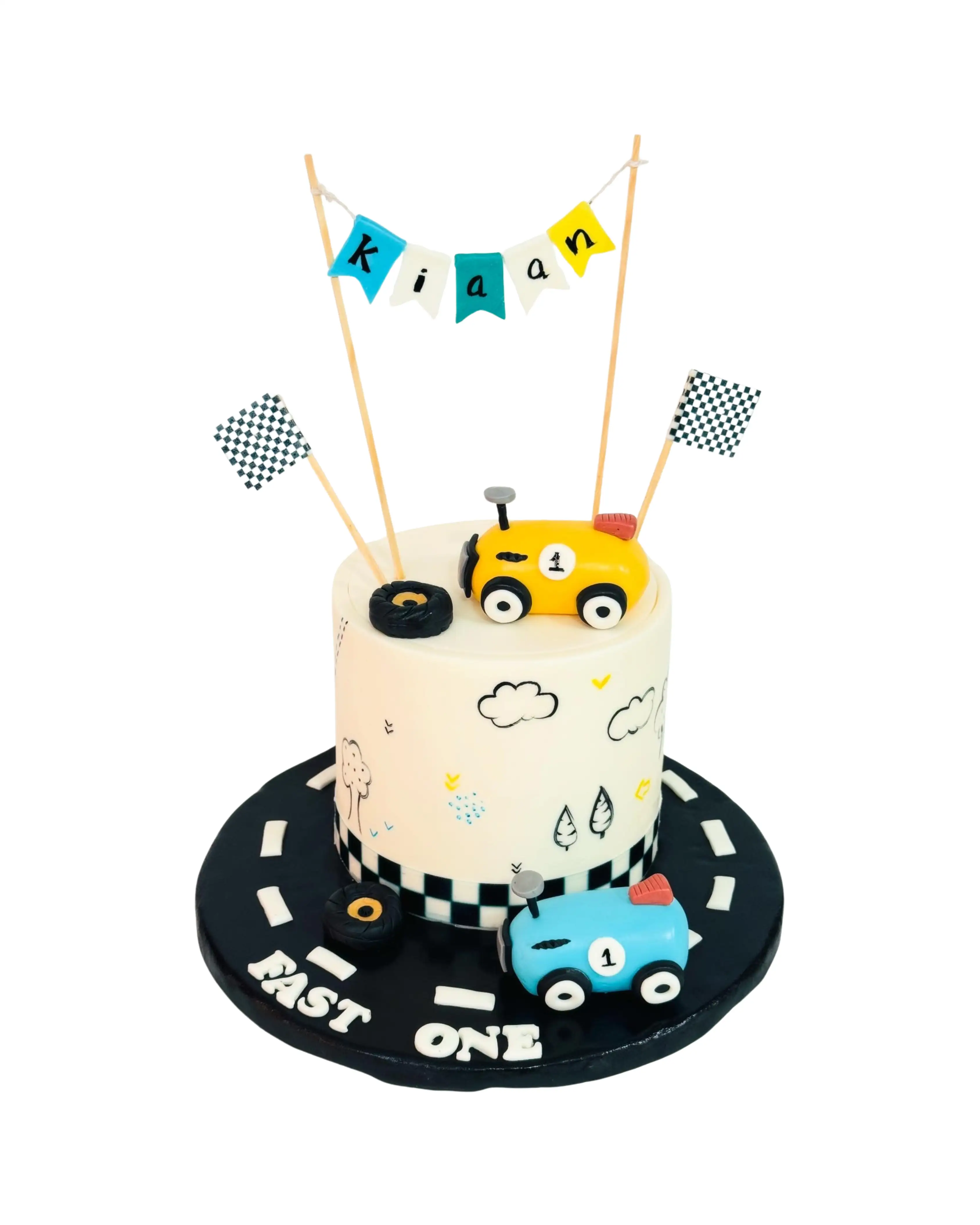 cake image of 'Fast One' Racing Car Birthday Cake