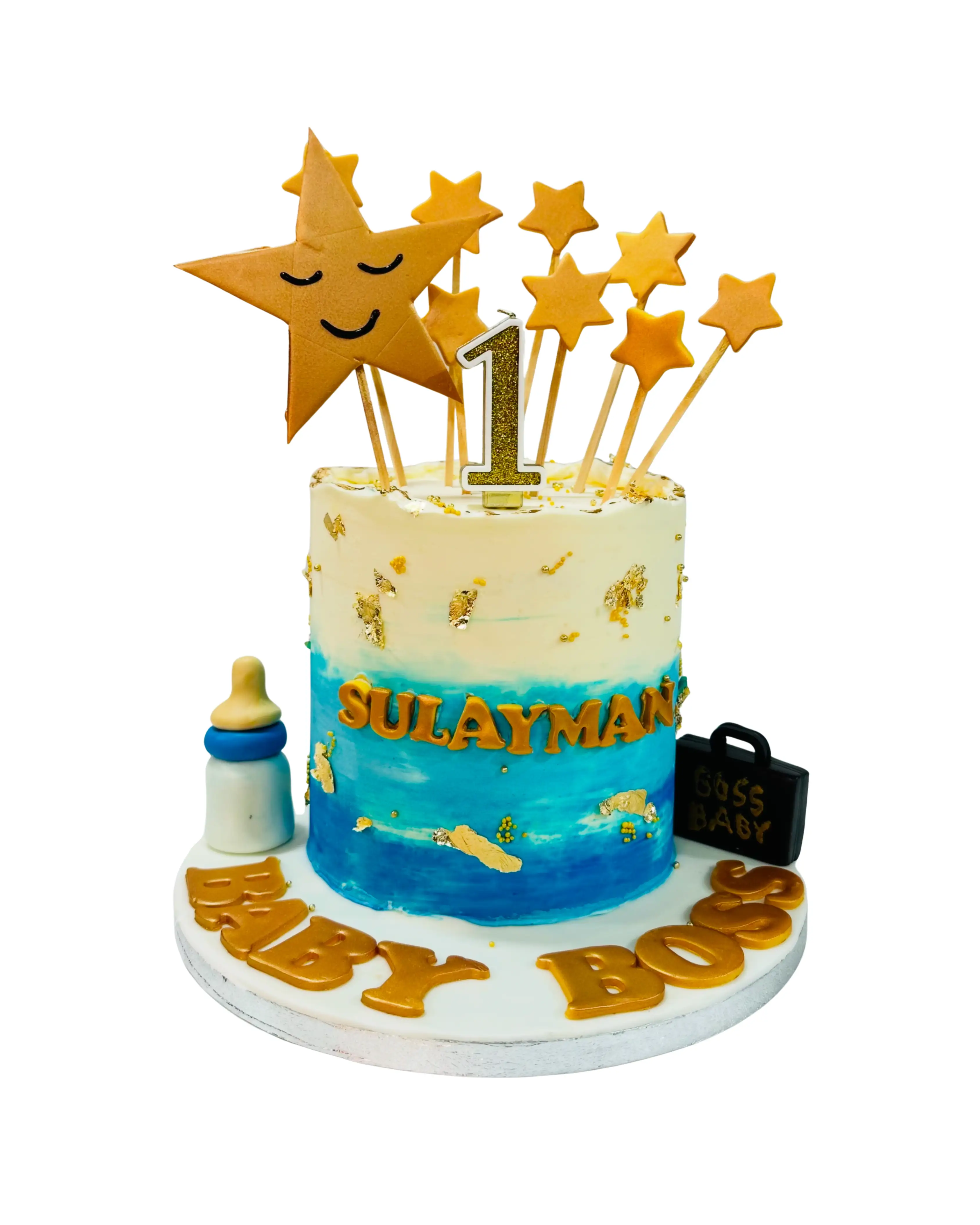 cake image of 'Baby Boss' Starry First Birthday Cake