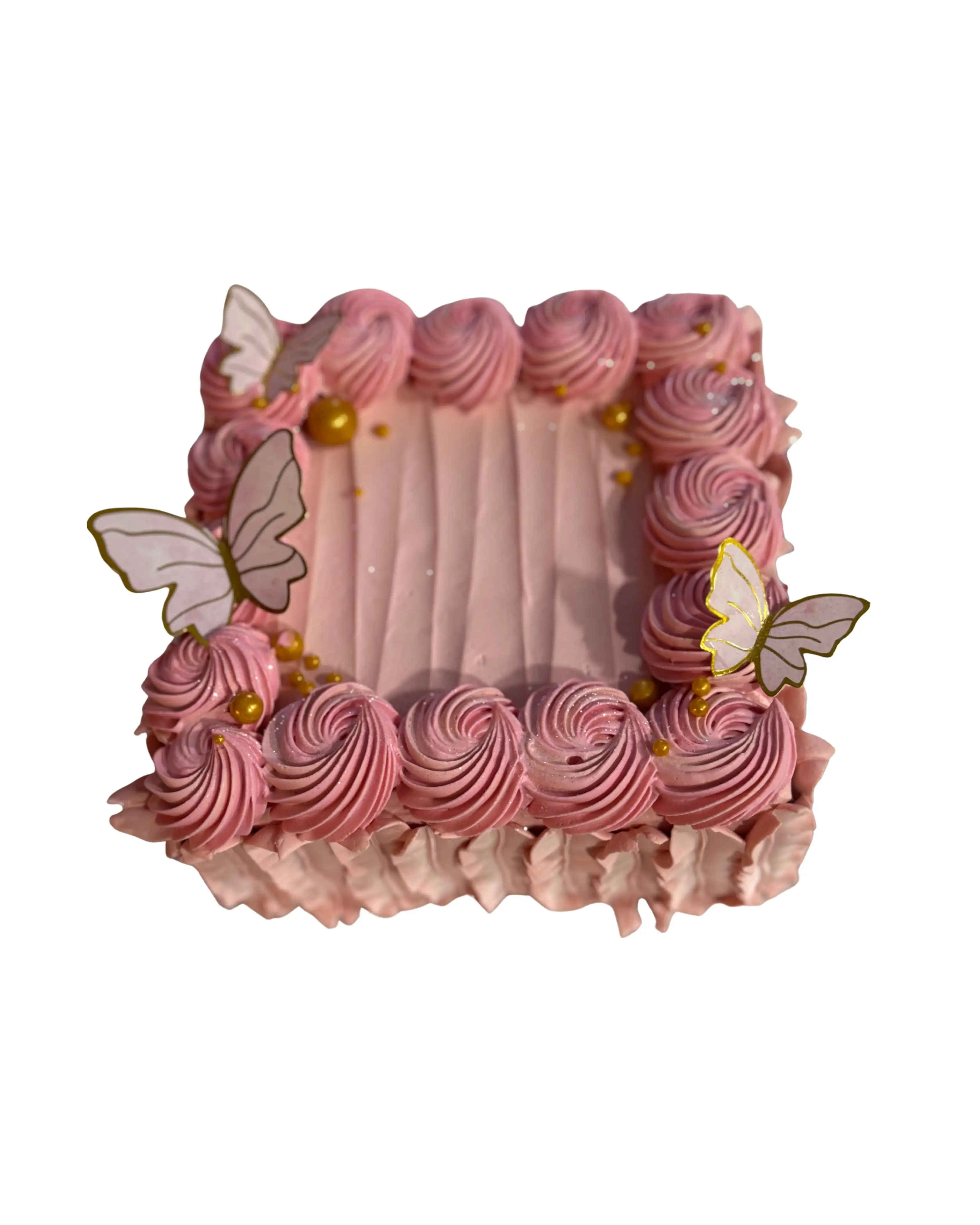 cake image of Pink Butterfly Vintage Cream Cake